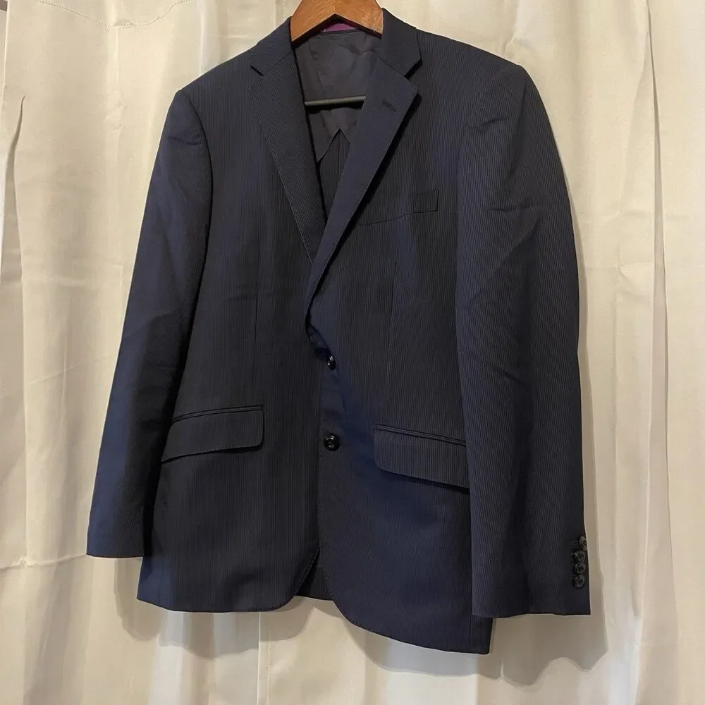 Vitale Barberis Canonico x Monsieur Nicole Blazer Men 46 Blue Pinstripe